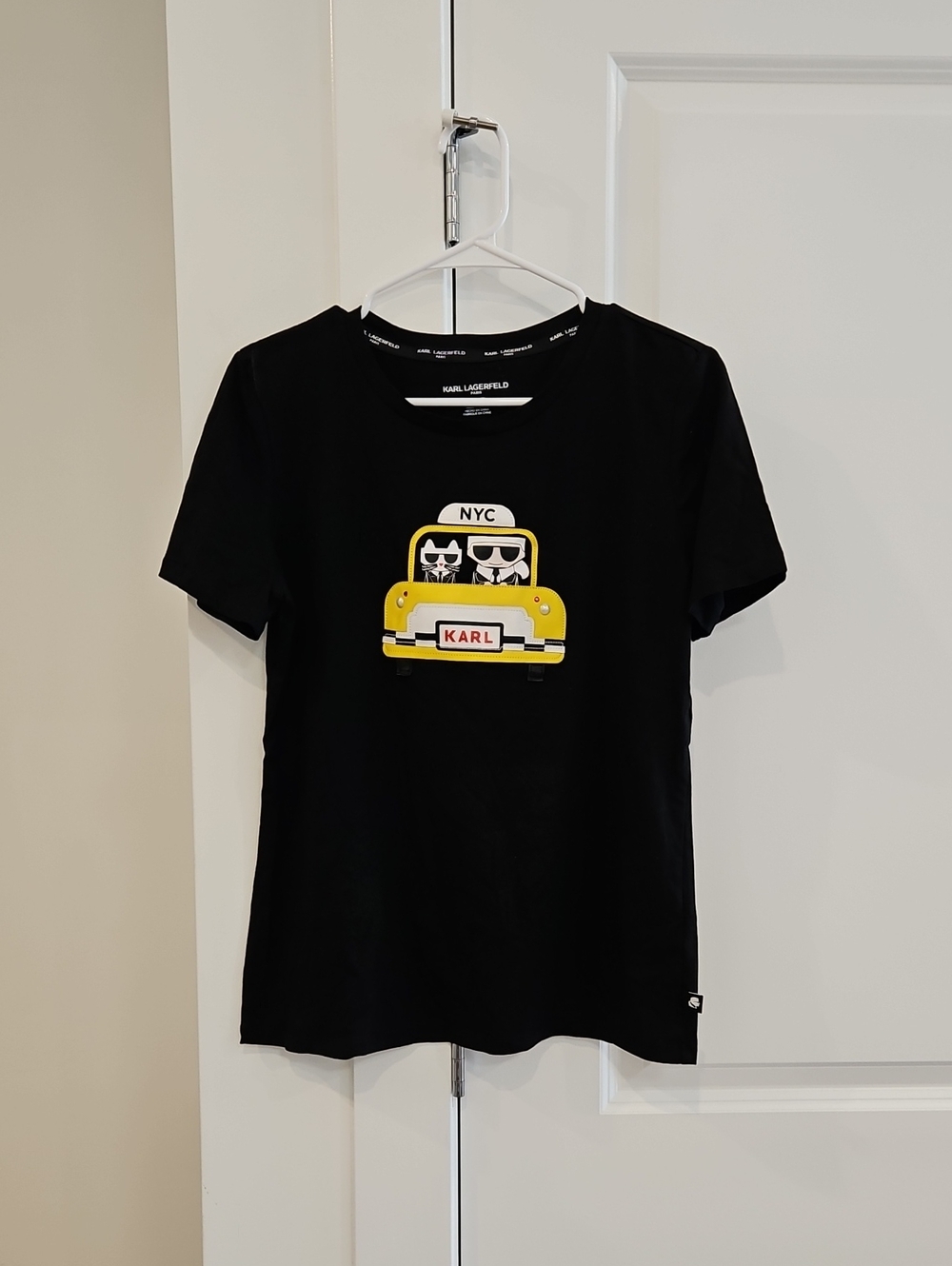 Karl Lagerfeld Kids Black Tee with Yellow Taxi Graphic